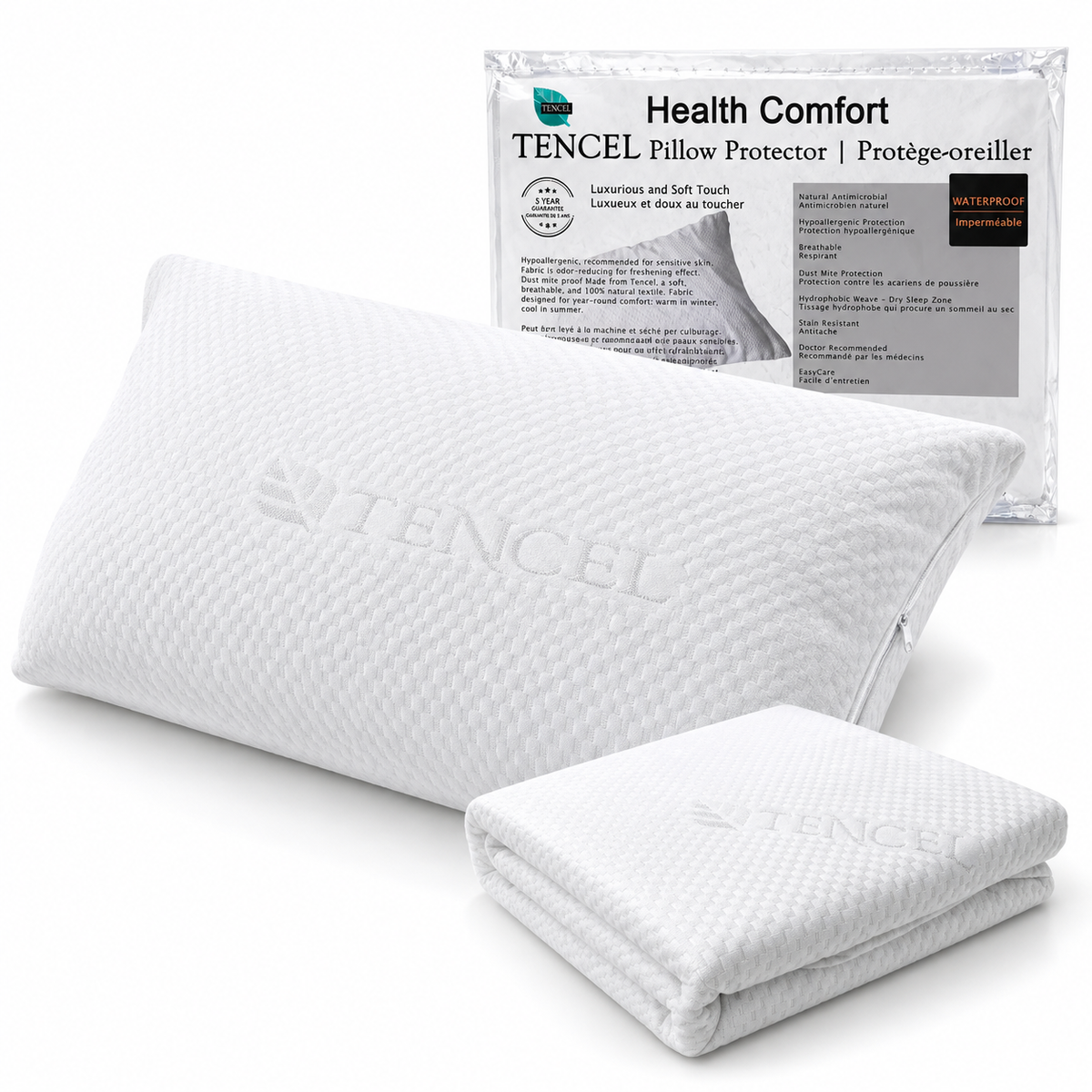Tencel Bed Bug Proof Pillow Protector – Waterproof, Allergen & Dust Mite Barrier – 1 Pack